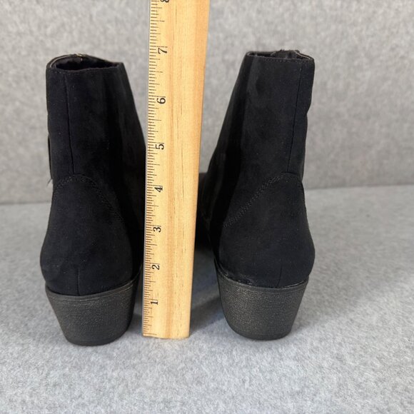 Diba Womens Size 7.5 Black Ankle Boots Booties Gold Side Zipper Low Heel NEW - Picture 4 of 16